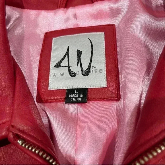 Red Leather Jacket, zip front with pockets EUC - Picture 5 of 8